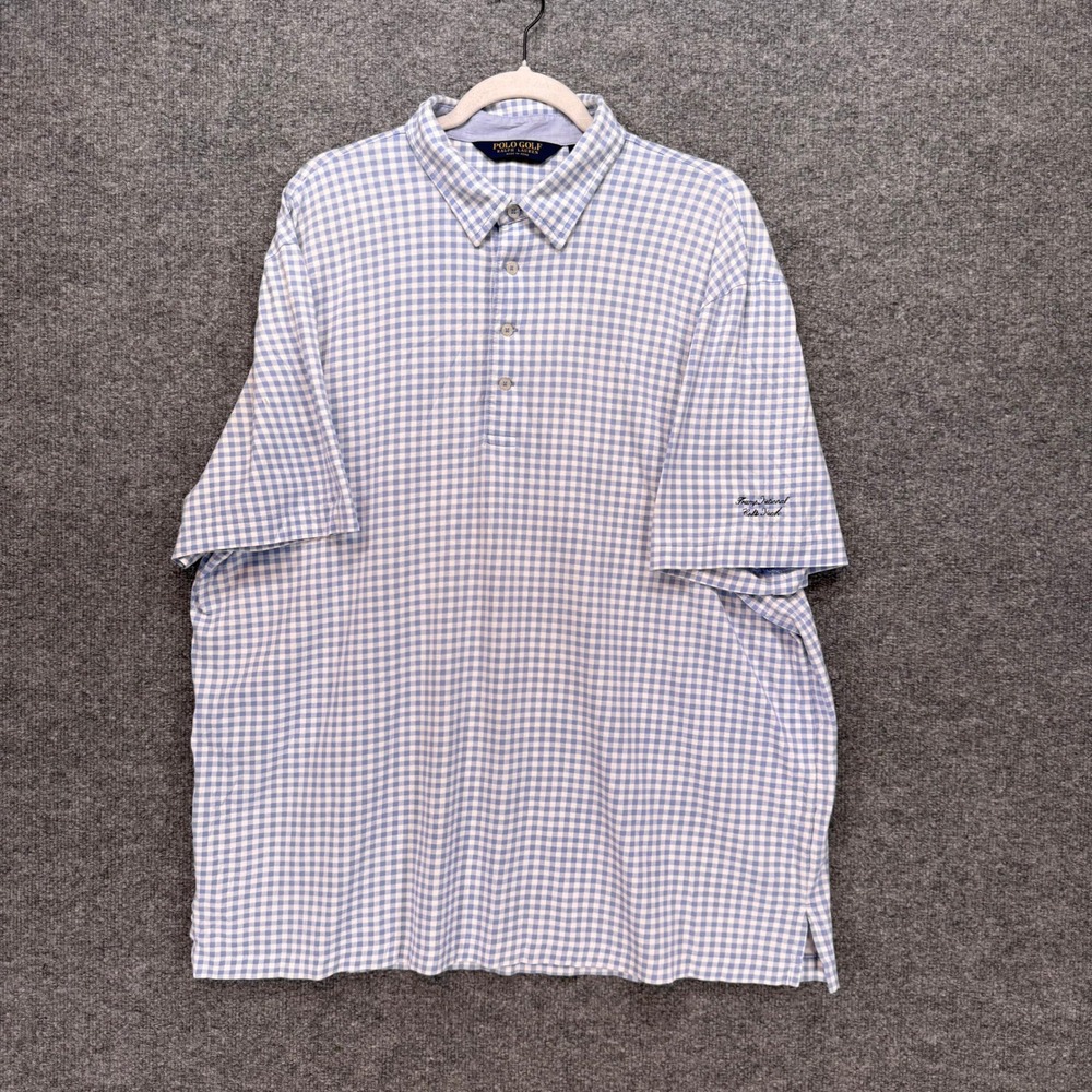Polo Golf Polo Shirt Mens XL Blue‎ Gingham Trump National Colts Neck Classic Fit